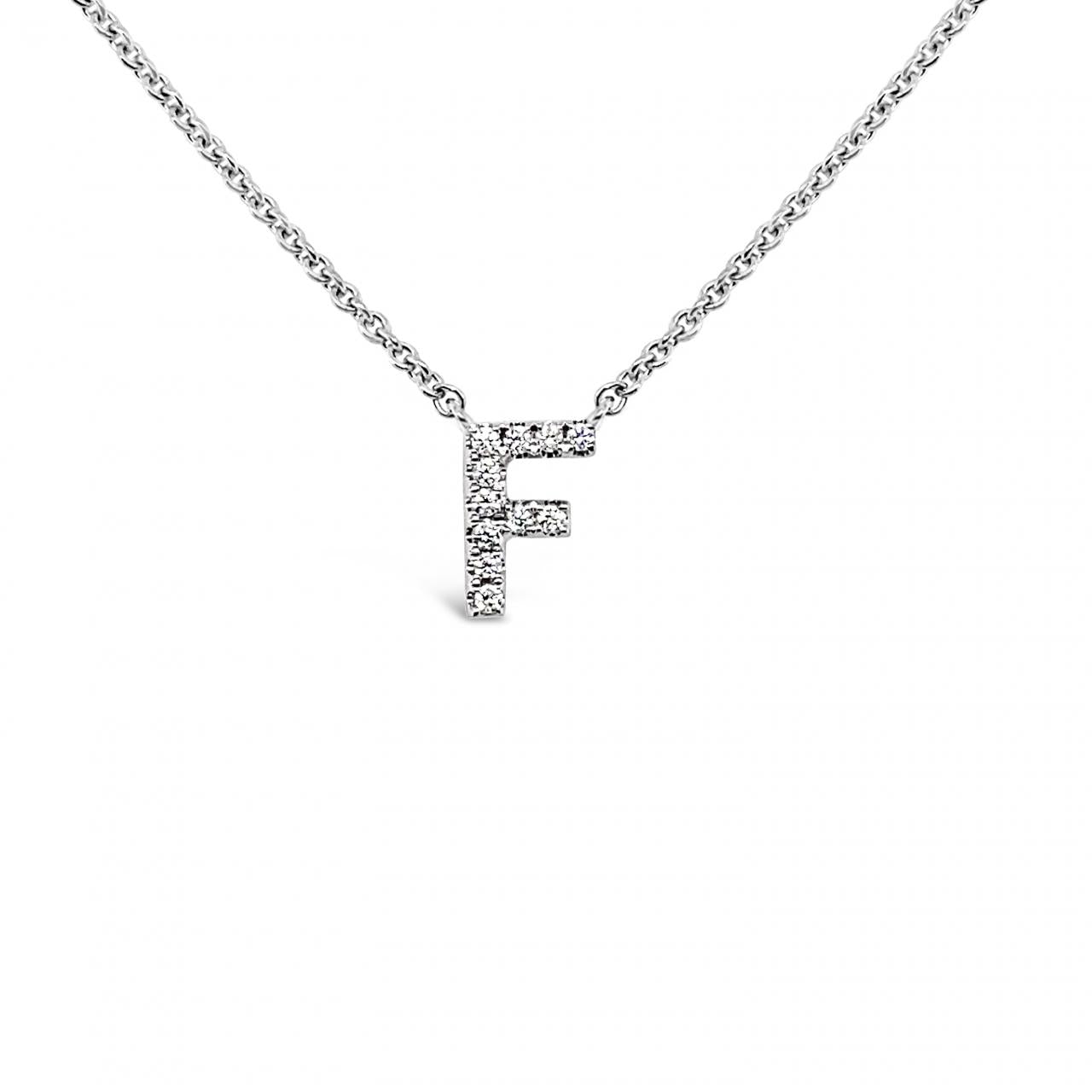Diamond Initial Necklace White Gold