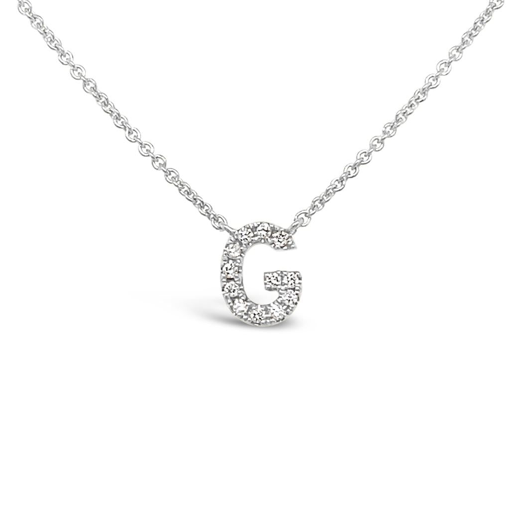 Diamond Initial Necklace White Gold