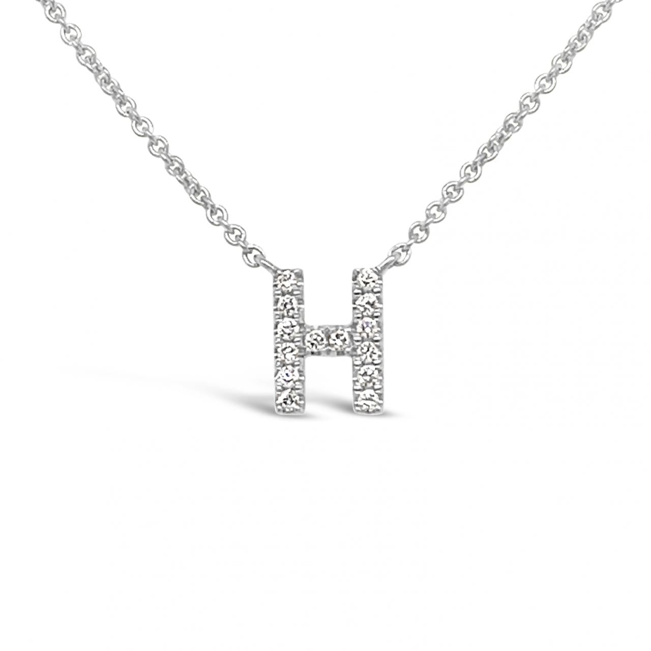 Diamond Initial Necklace White Gold