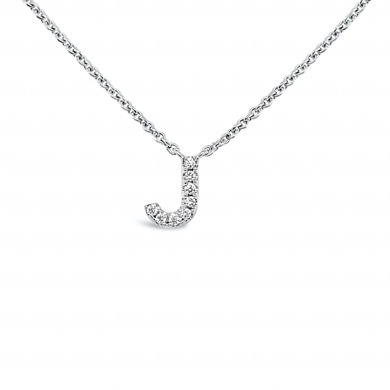Diamond Initial Necklace White Gold