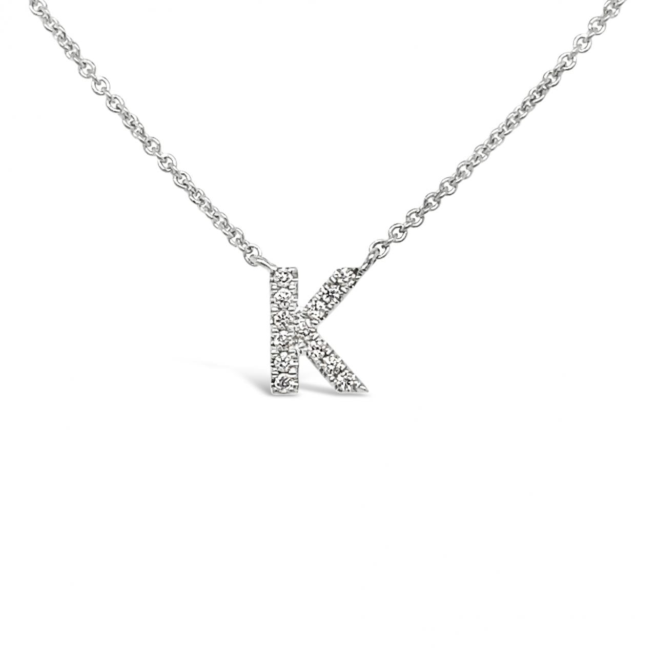 Diamond Initial Necklace White Gold