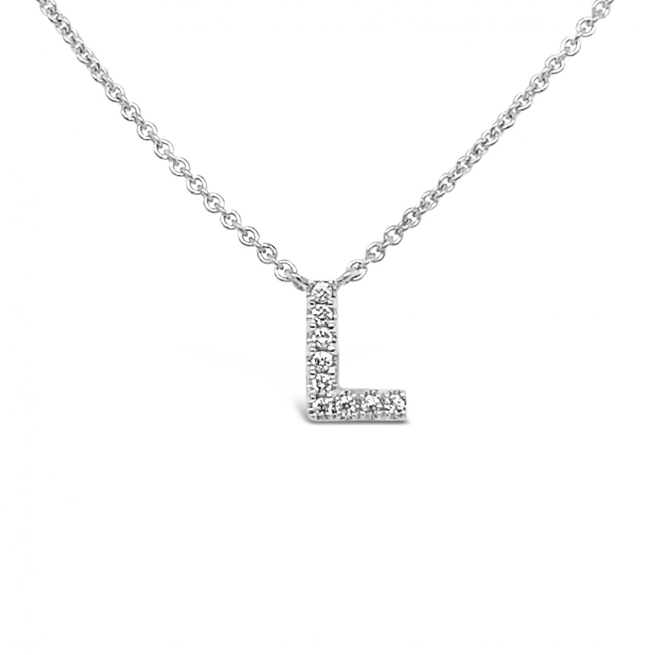 Diamond Initial Necklace White Gold
