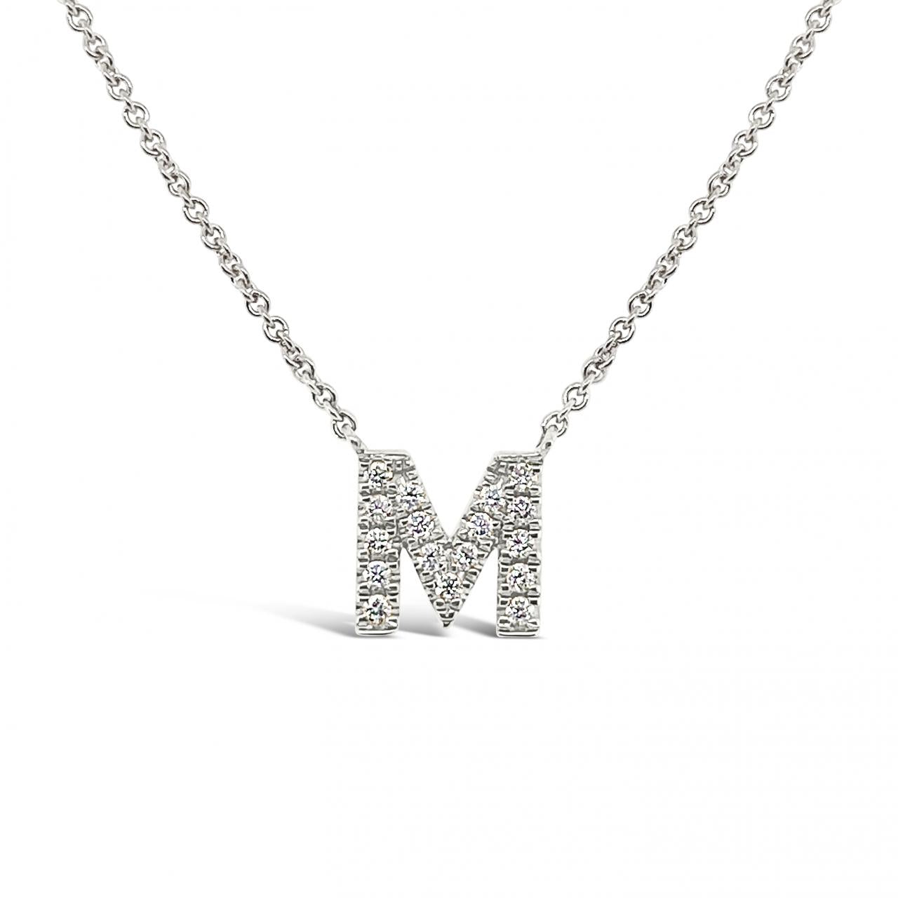 Diamond Initial Necklace White Gold