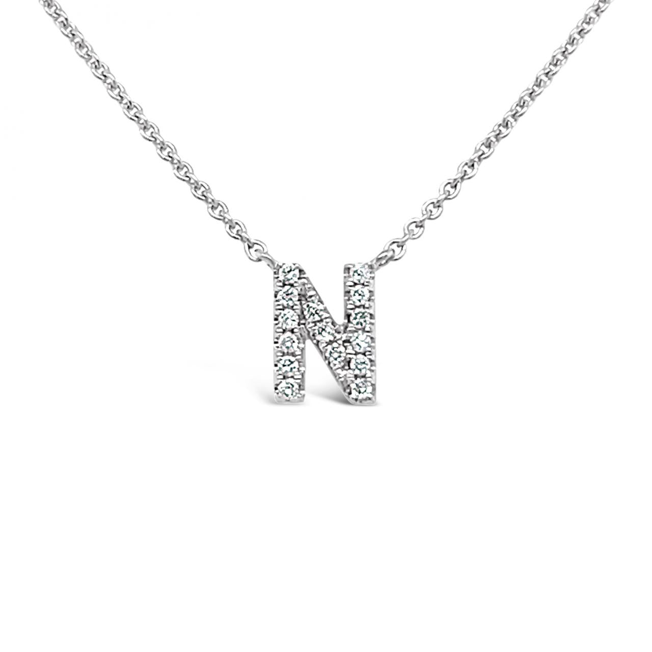 Diamond Initial Necklace White Gold