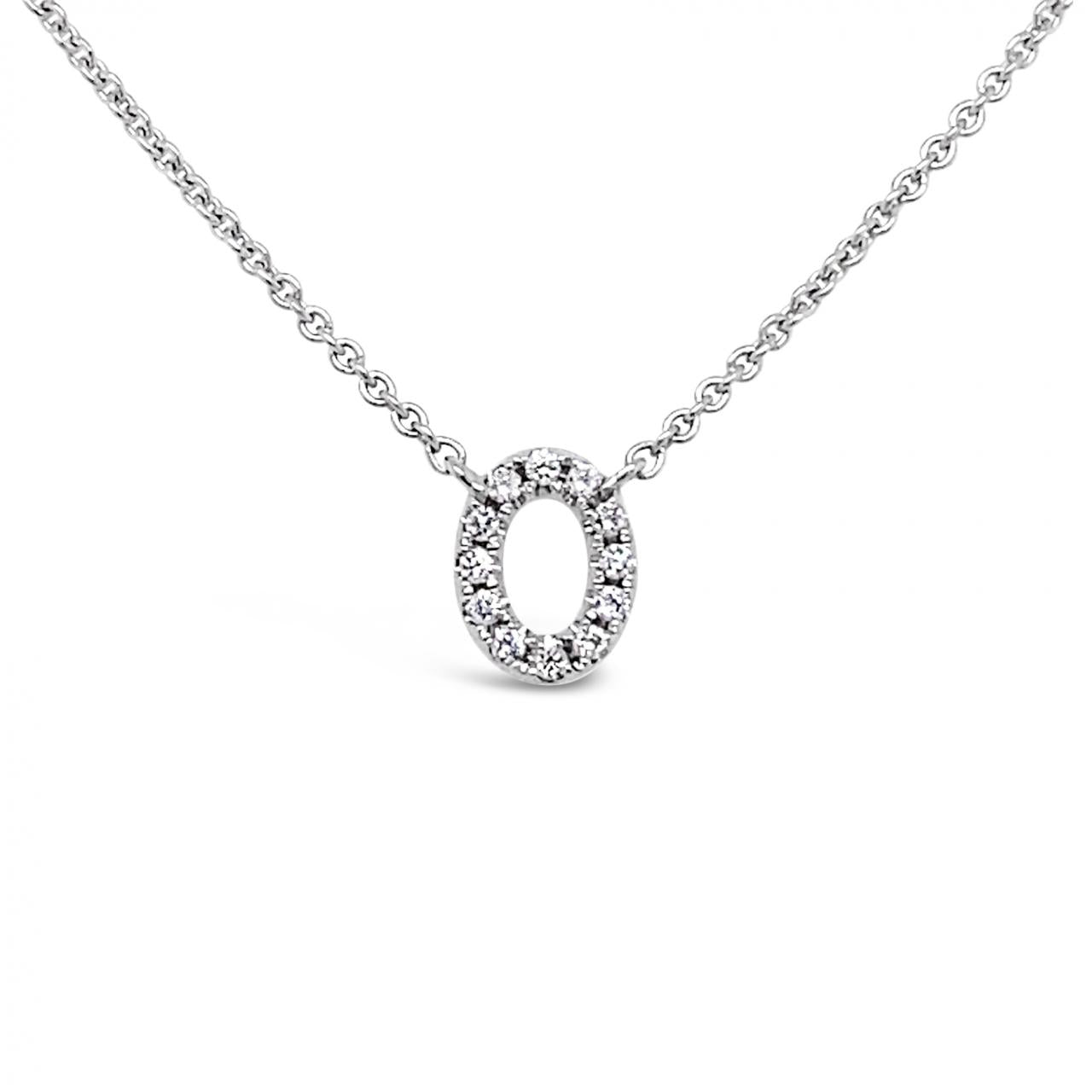 Diamond Initial Necklace White Gold