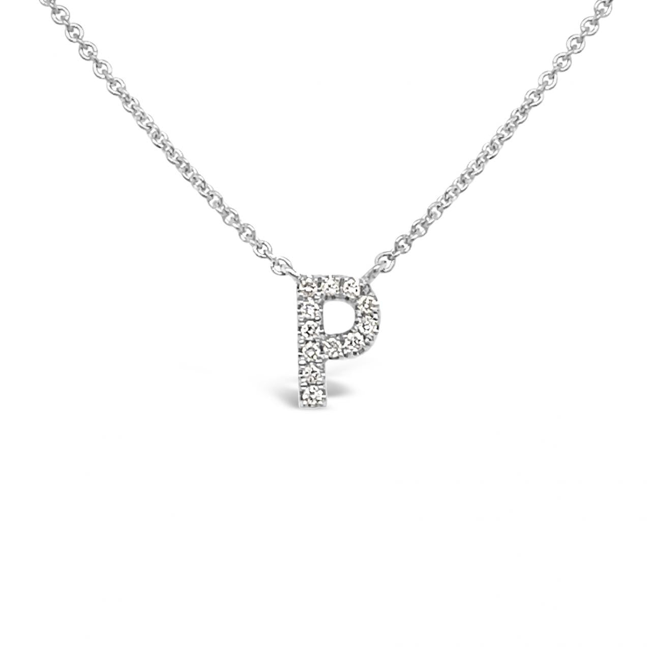 Diamond Initial Necklace White Gold