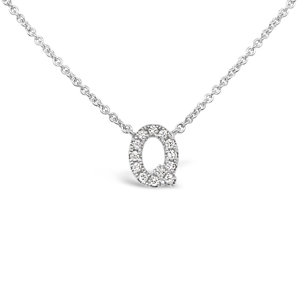 Diamond Initial Necklace White Gold