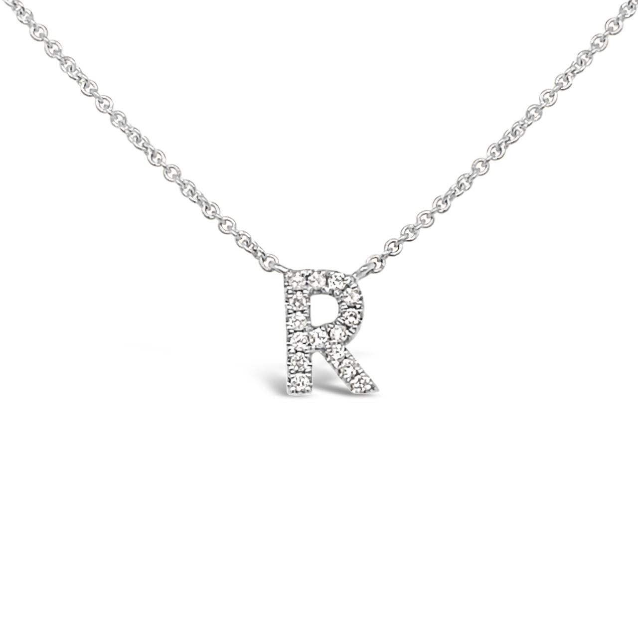 Diamond Initial Necklace White Gold
