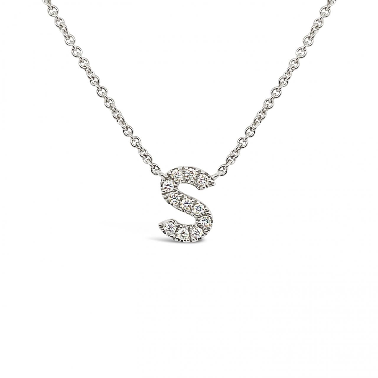 Diamond Initial Necklace White Gold