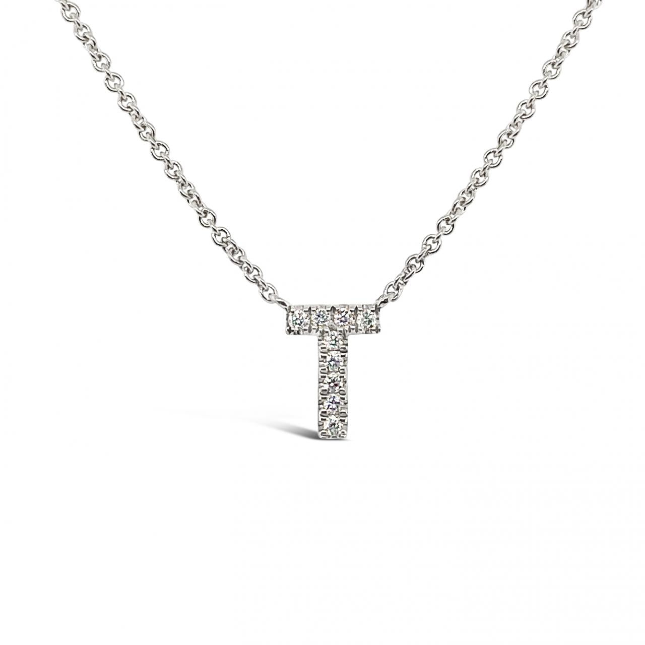 Diamond Initial Necklace White Gold