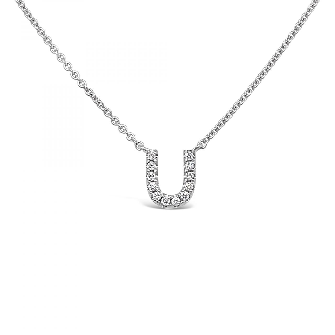 Diamond Initial Necklace White Gold