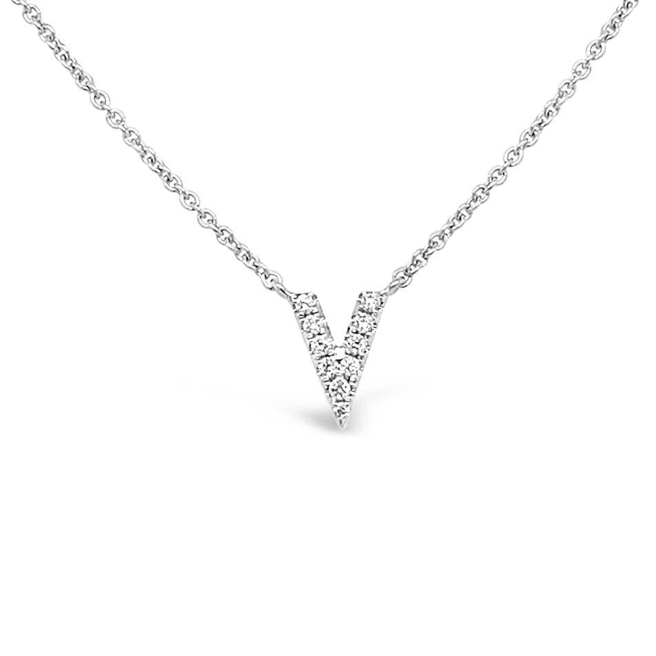 Diamond Initial Necklace White Gold