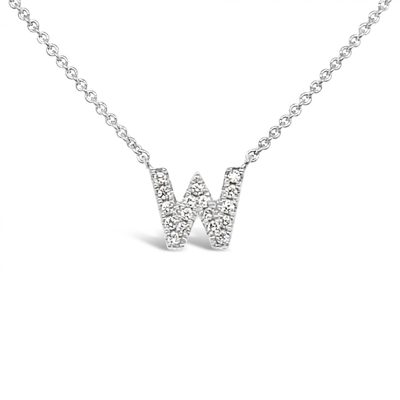 Diamond Initial Necklace White Gold