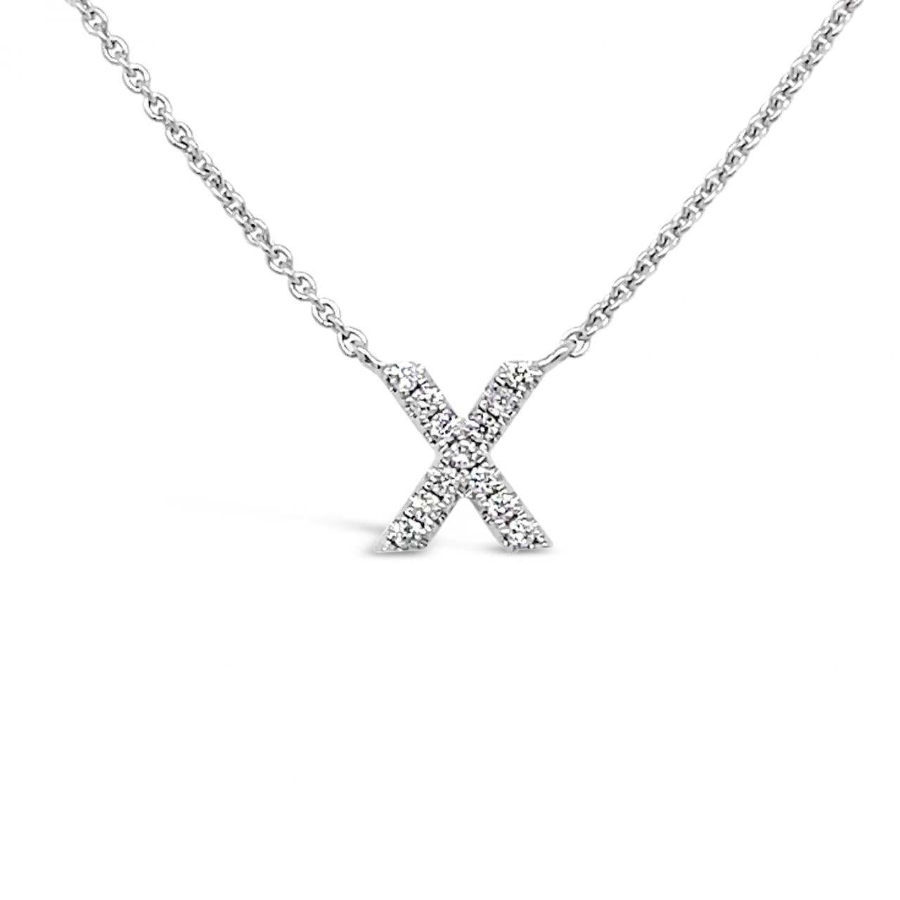 Diamond Initial Necklace White Gold