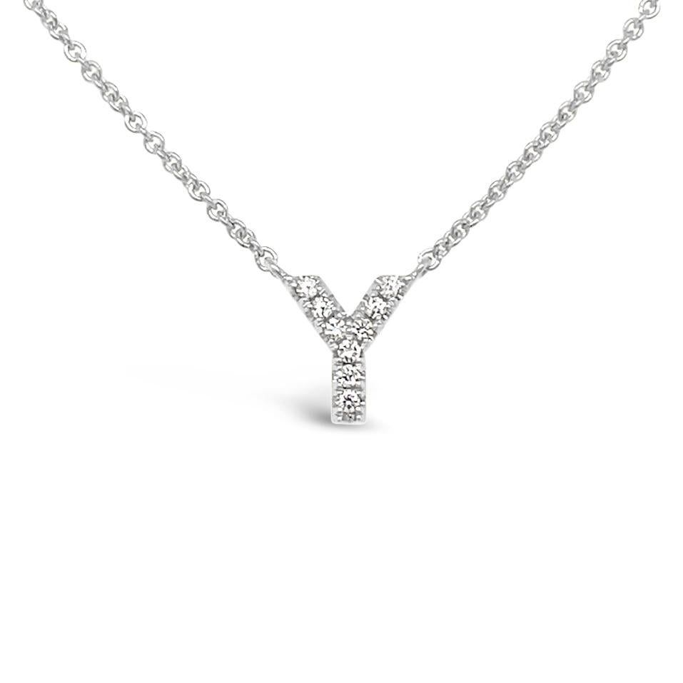 Diamond Initial Necklace White Gold