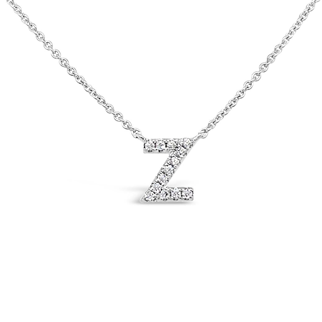 Diamond Initial Necklace White Gold