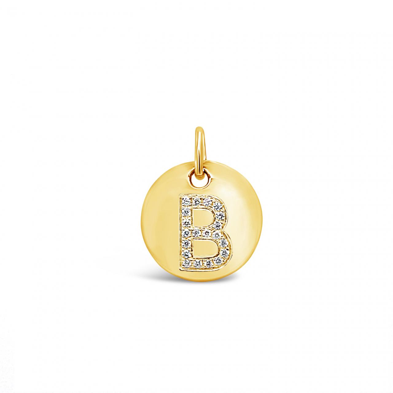Diamond Initial Disc Pendant Yellow Gold