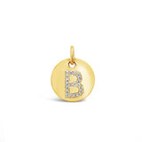 Diamond Initial Disc Pendant Yellow Gold