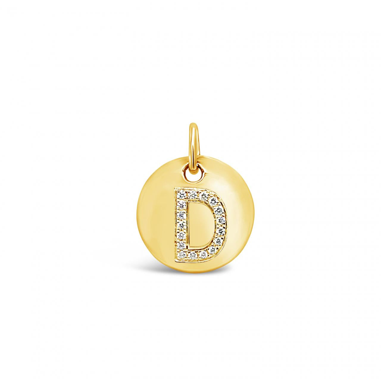 Diamond Initial Disc Pendant Yellow Gold