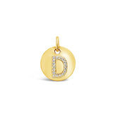 Diamond Initial Disc Pendant Yellow Gold