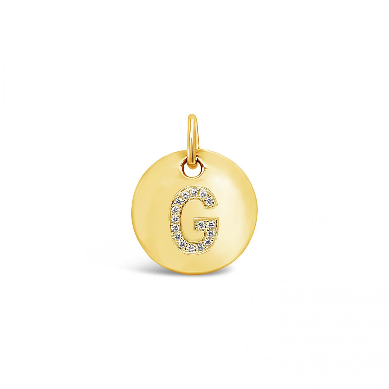 Diamond Initial Disc Pendant Yellow Gold