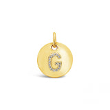 Diamond Initial Disc Pendant Yellow Gold