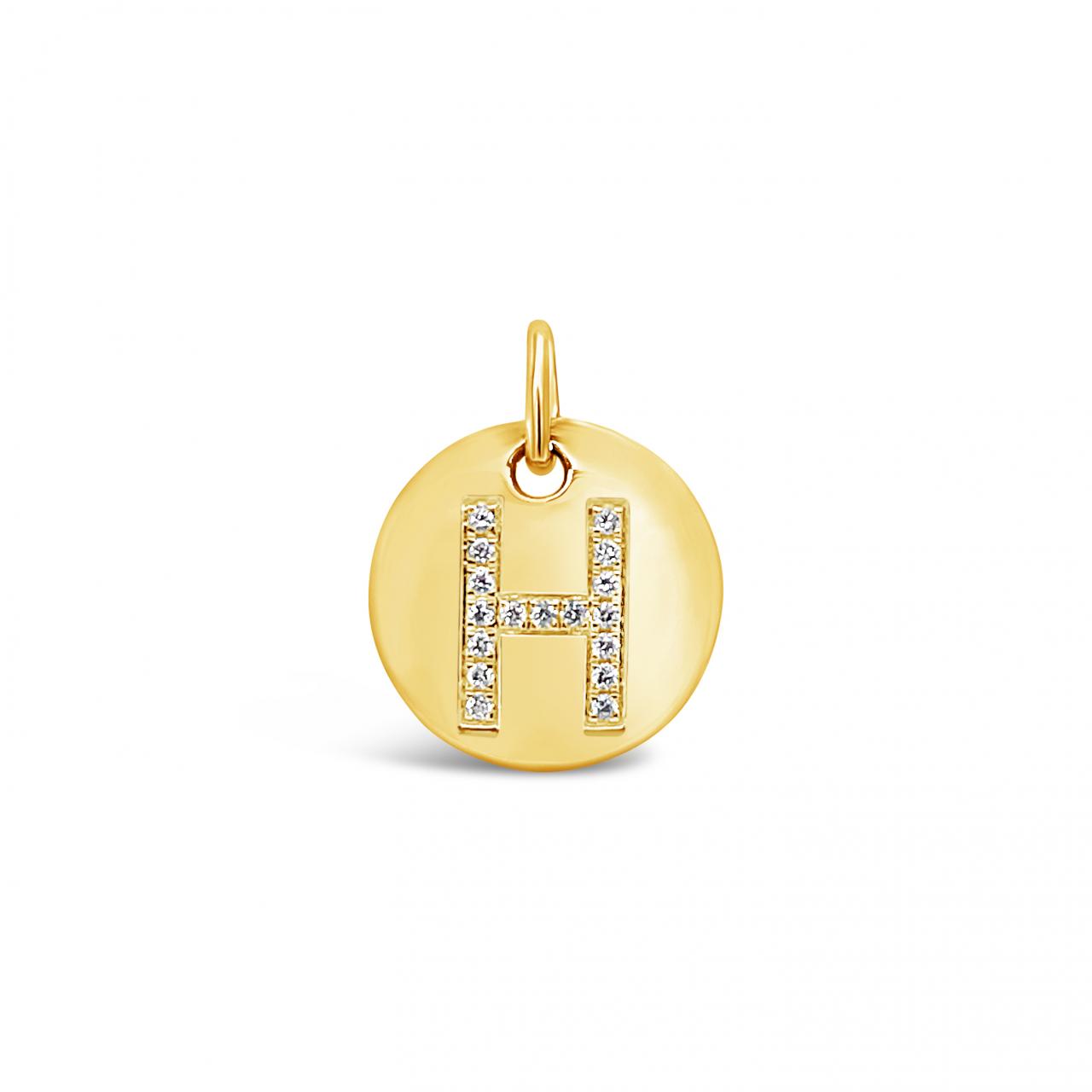 Diamond Initial Disc Pendant Yellow Gold