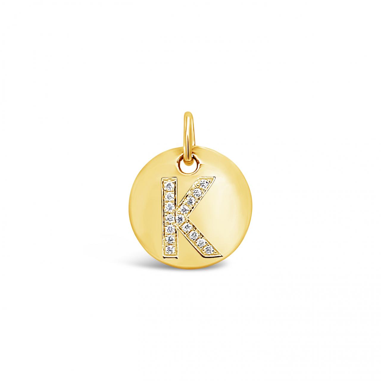 Diamond Initial Disc Pendant Yellow Gold