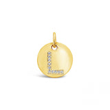 Diamond Initial Disc Pendant Yellow Gold
