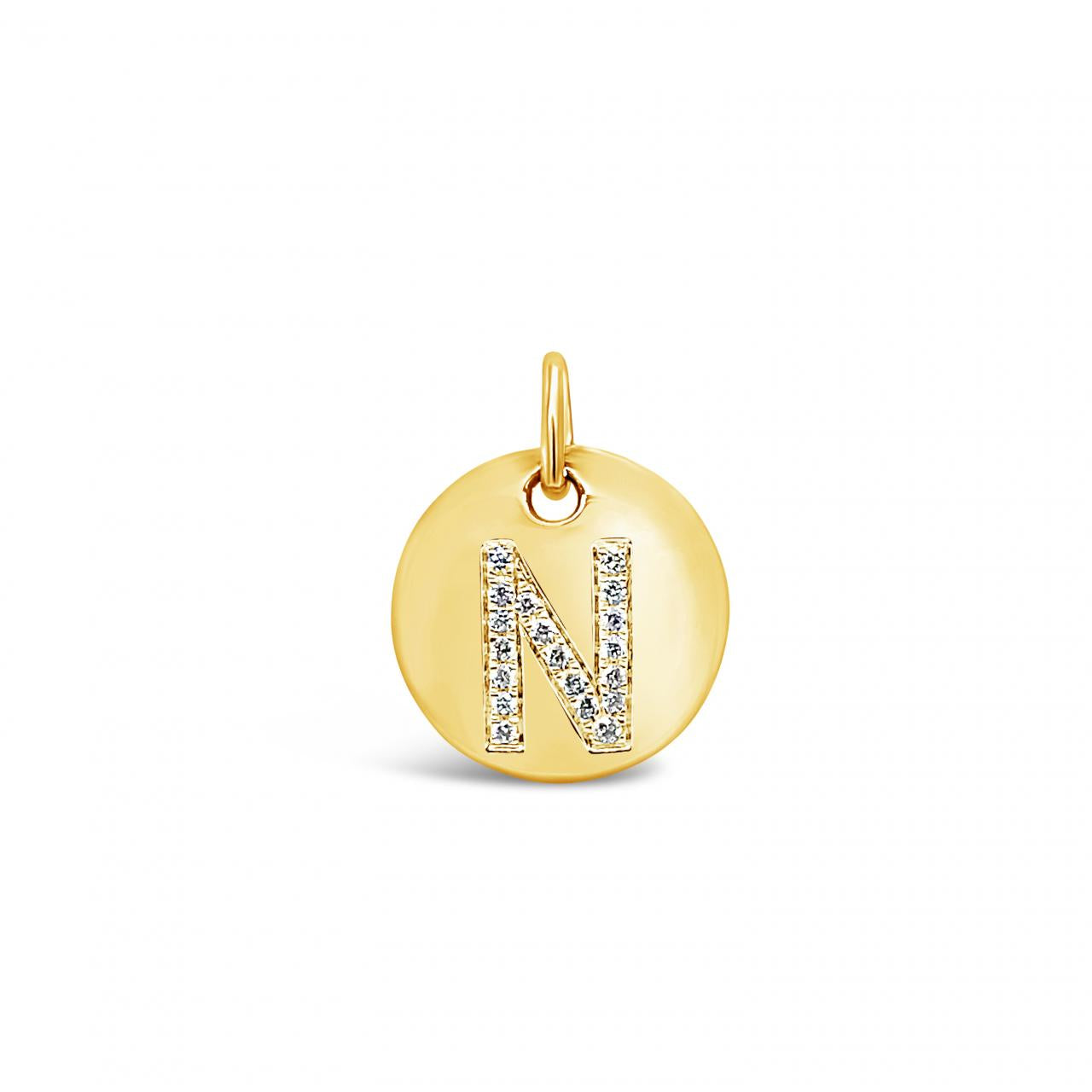 Diamond Initial Disc Pendant Yellow Gold