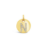 Diamond Initial Disc Pendant Yellow Gold