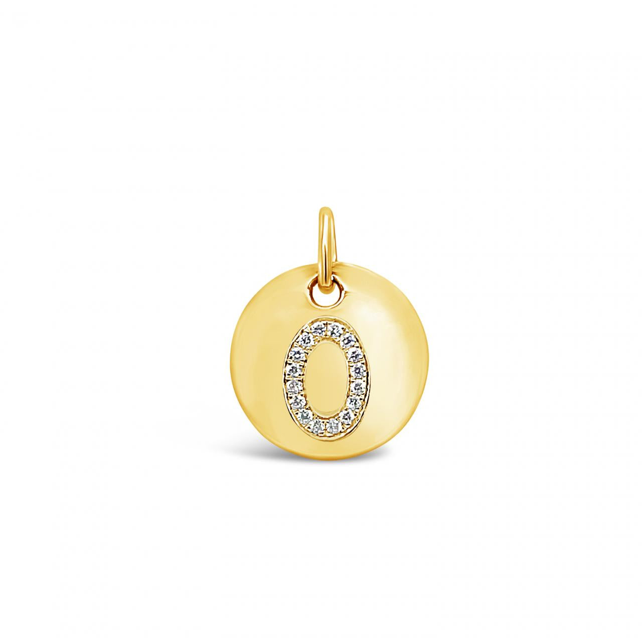 Diamond Initial Disc Pendant Yellow Gold