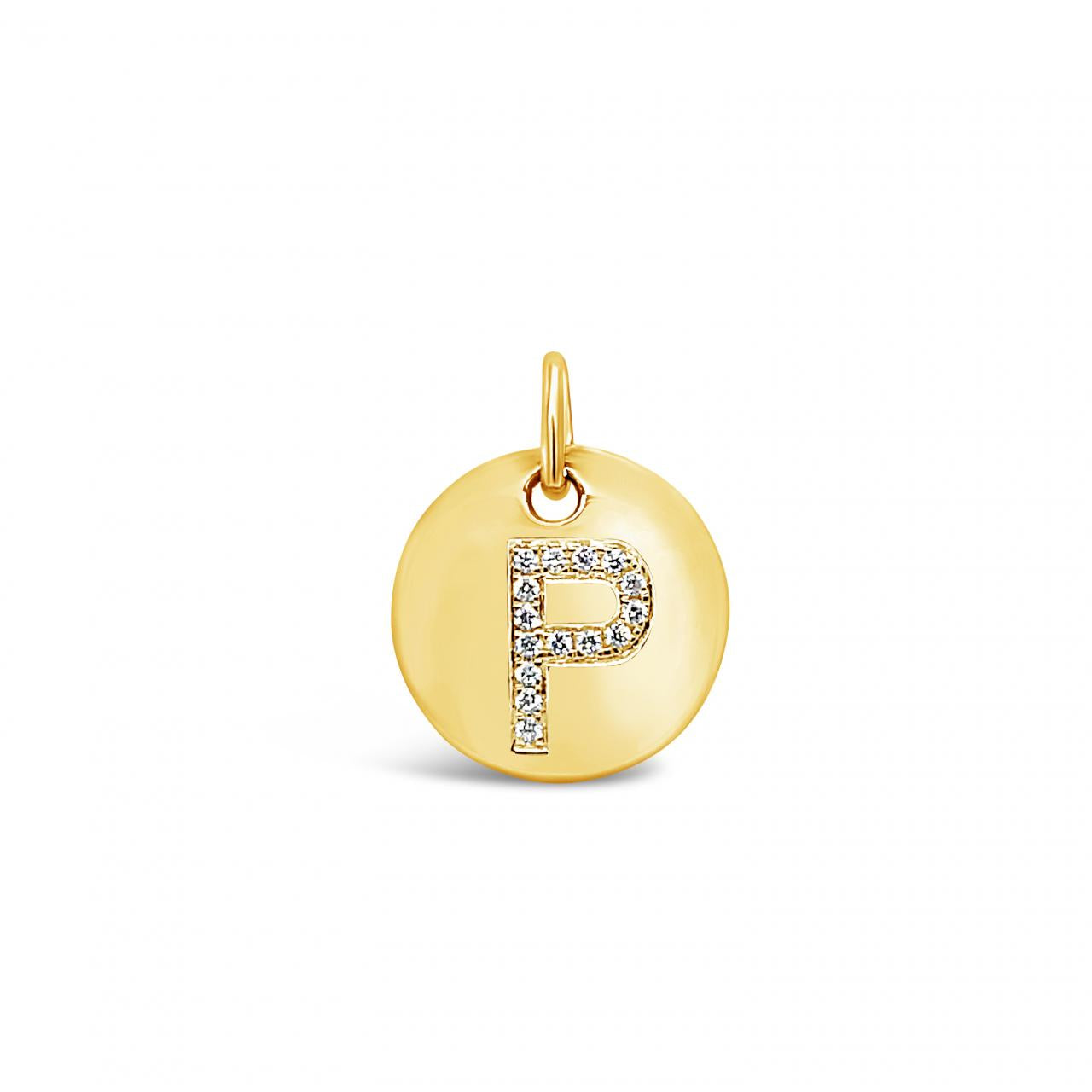 Diamond Initial Disc Pendant Yellow Gold