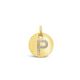 Diamond Initial Disc Pendant Yellow Gold