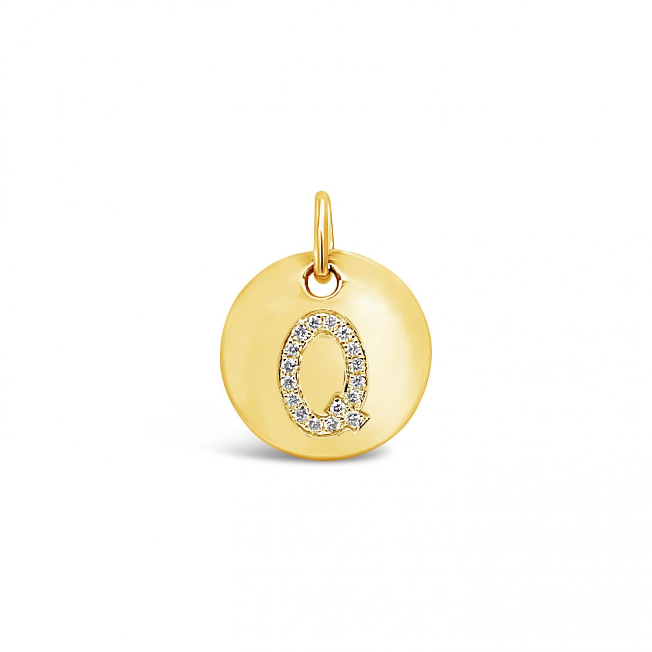 Diamond Initial Disc Pendant Yellow Gold