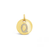 Diamond Initial Disc Pendant Yellow Gold