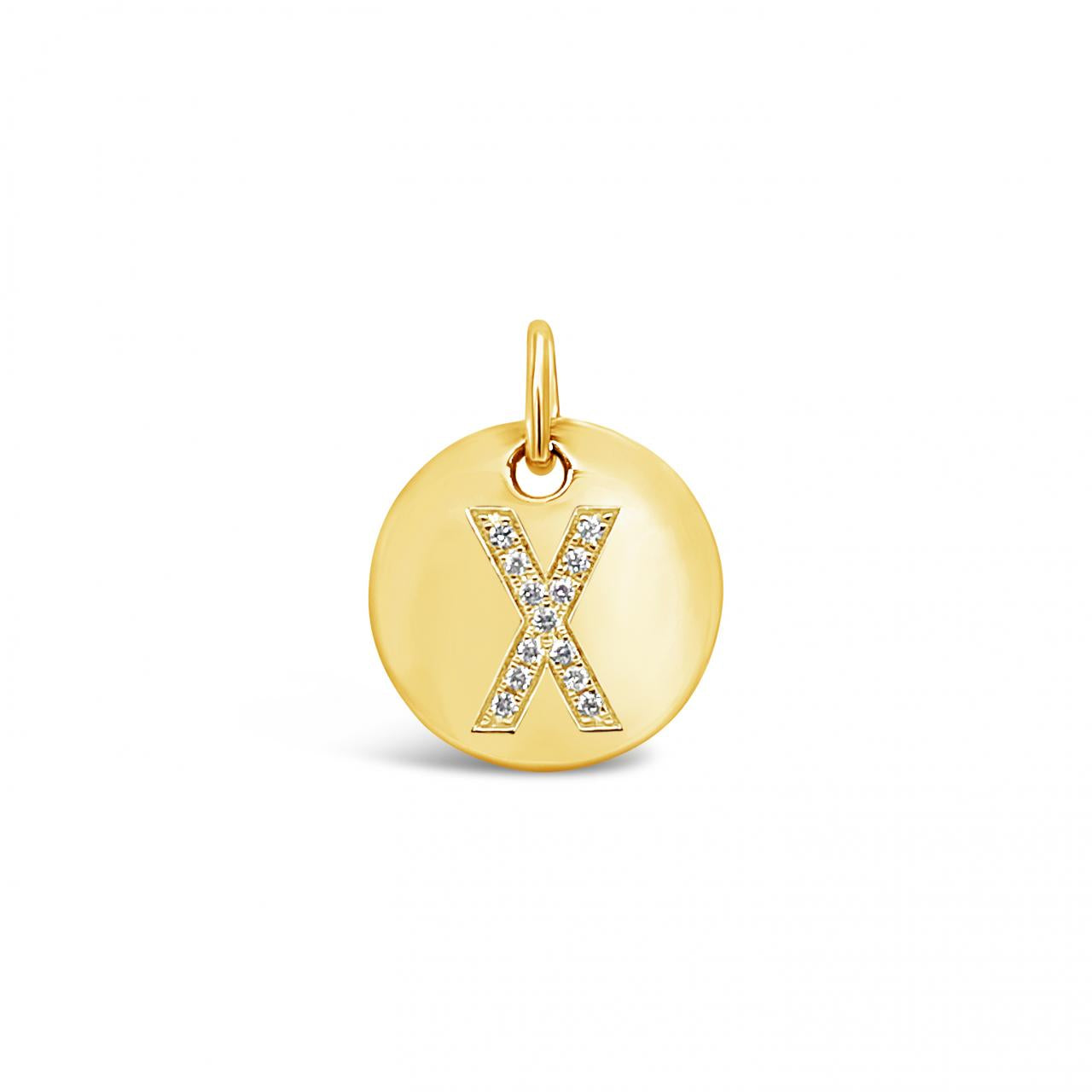 Diamond Initial Disc Pendant Yellow Gold