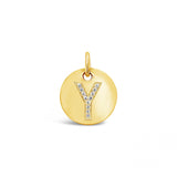 Diamond Initial Disc Pendant Yellow Gold