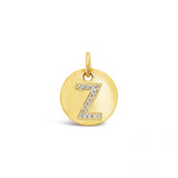 Diamond Initial Disc Pendant Yellow Gold