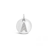 Diamond Initial White Gold Disc Charm