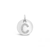 Diamond Initial White Gold Disc Charm