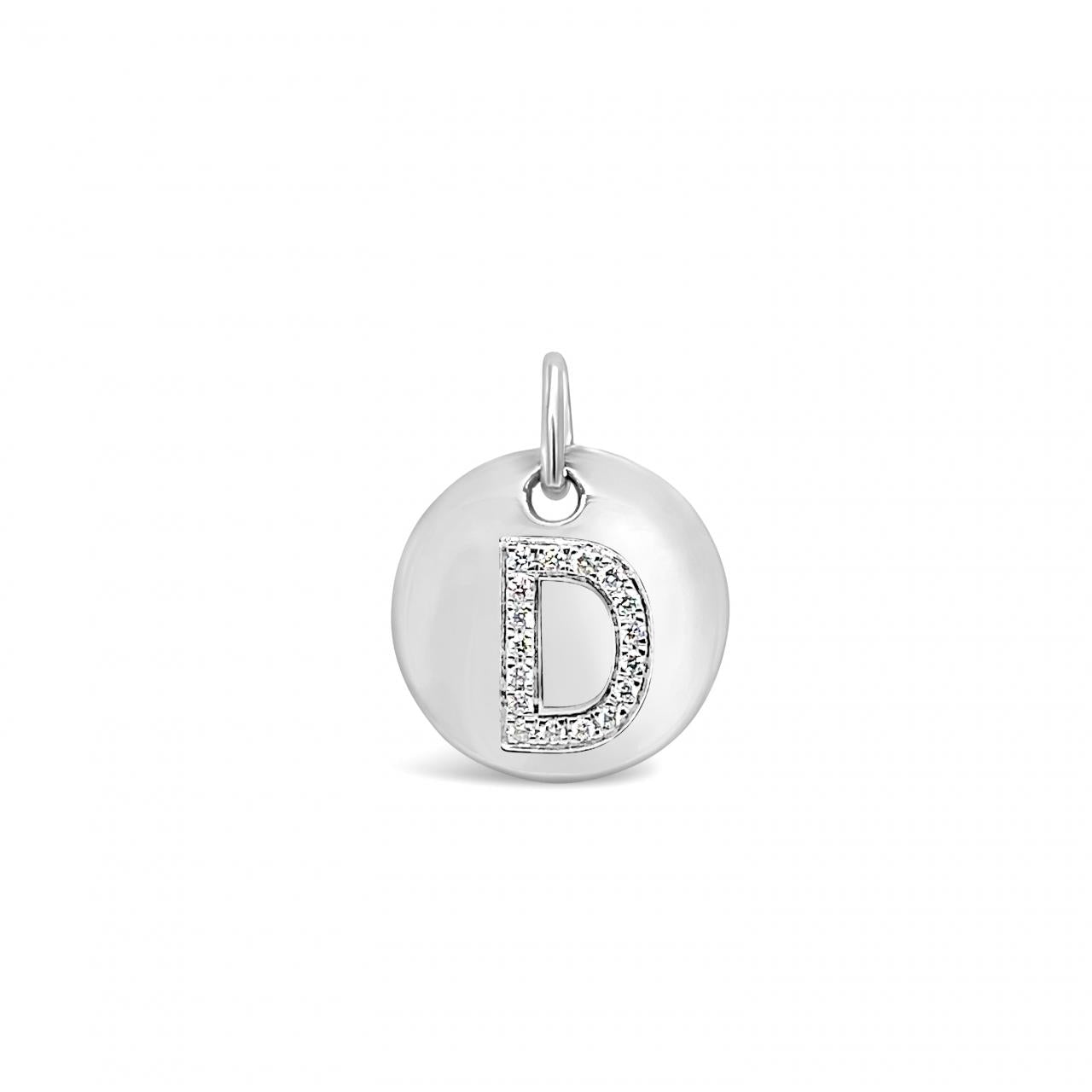 Diamond Initial White Gold Disc Charm