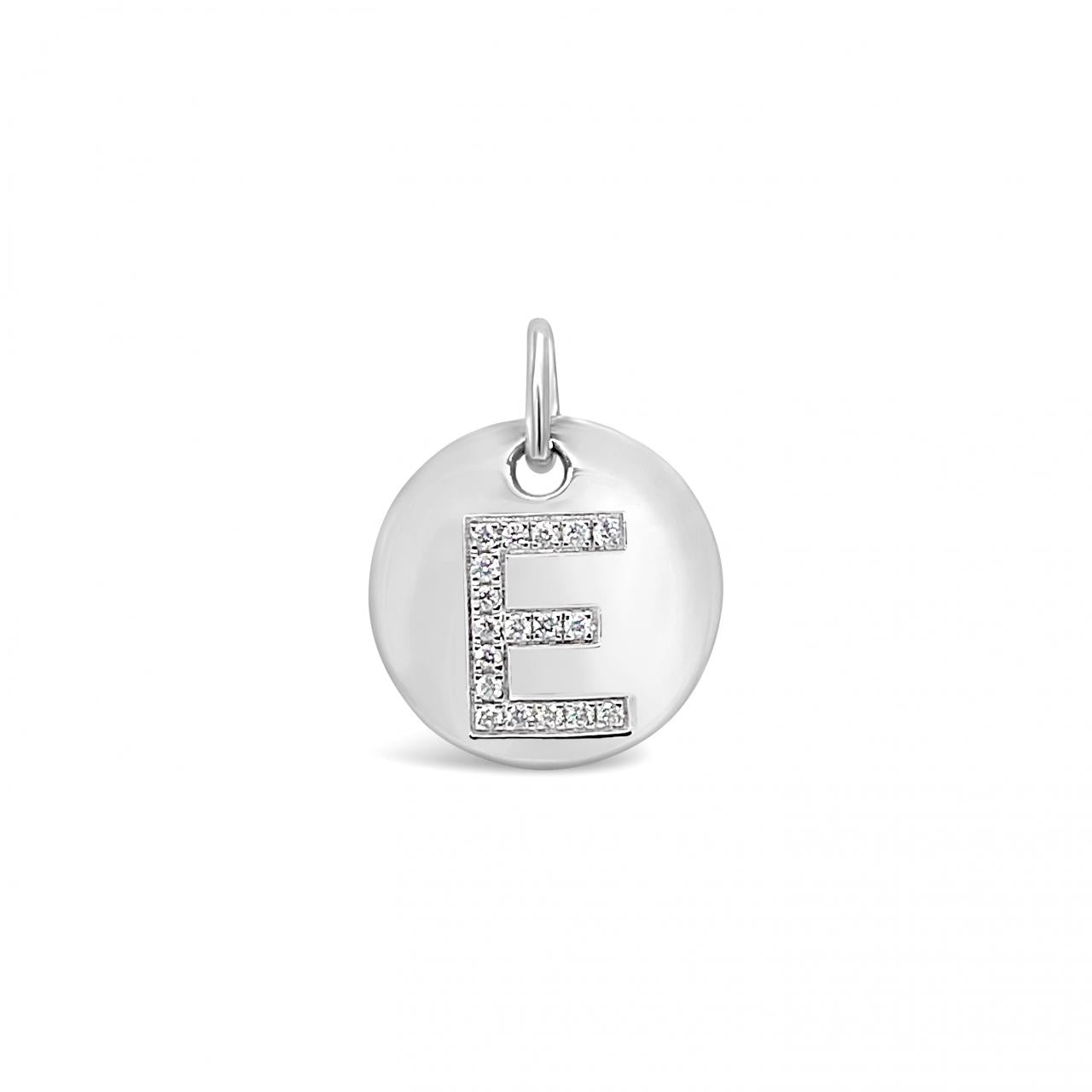Diamond Initial White Gold Disc Charm