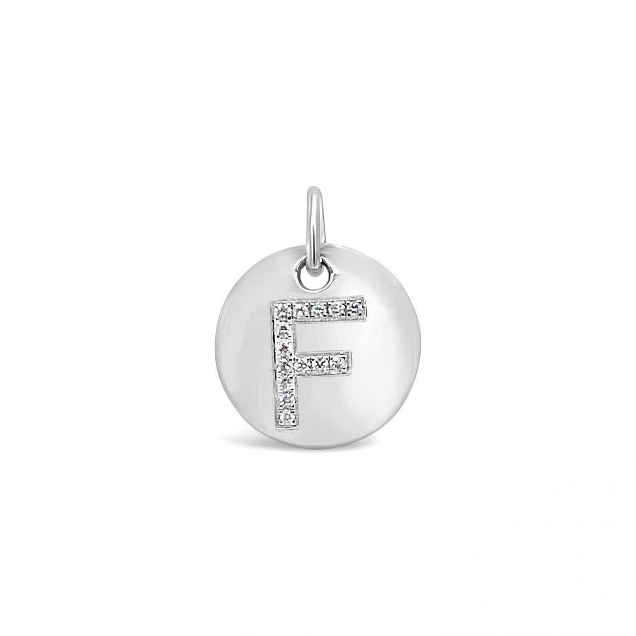Diamond Initial White Gold Disc Charm