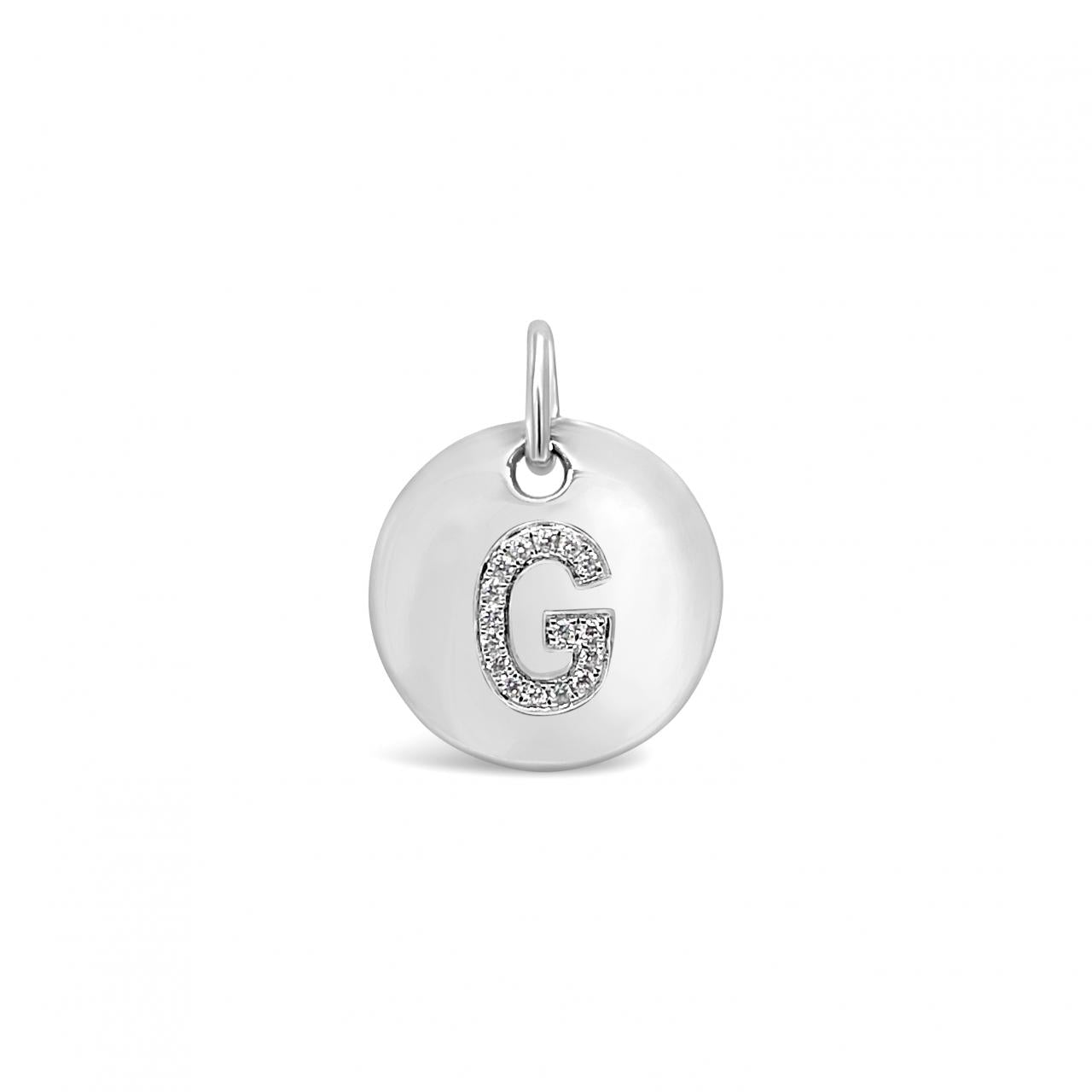 Diamond Initial White Gold Disc Charm