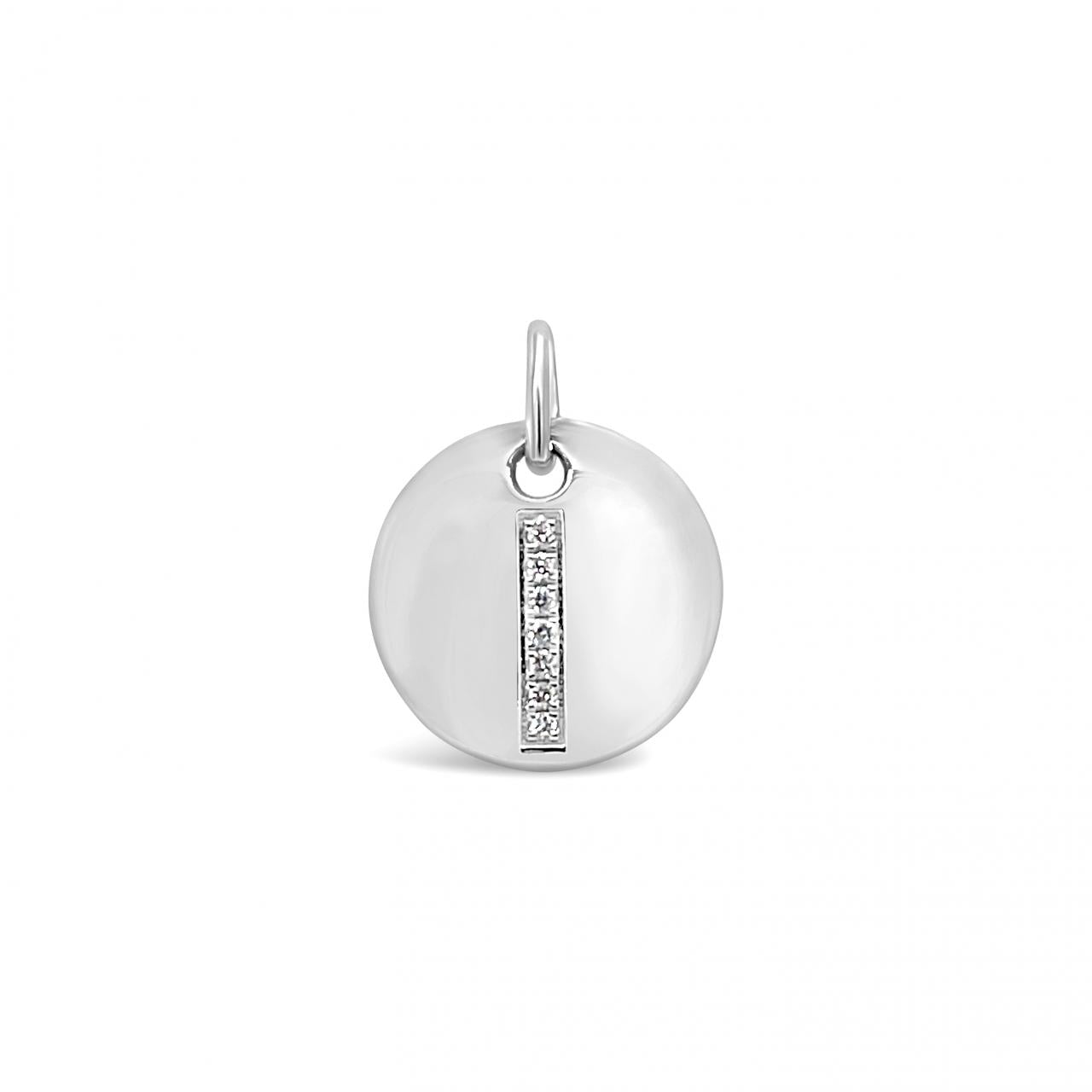 Diamond Initial White Gold Disc Charm