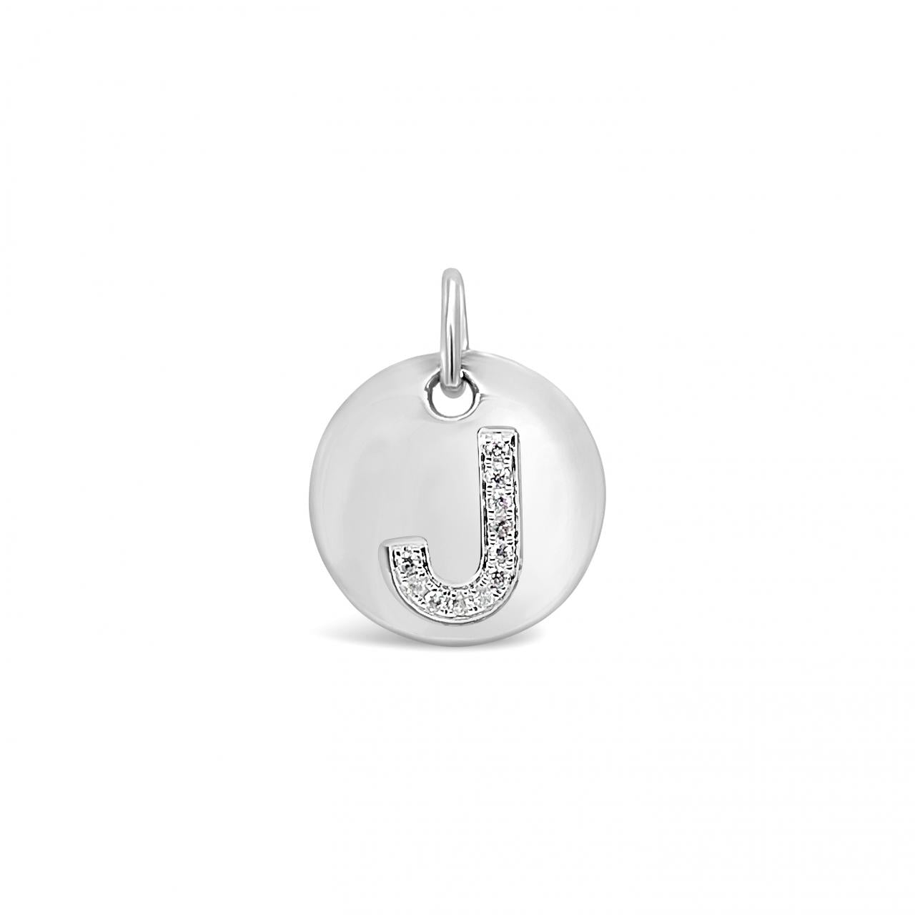 Diamond Initial White Gold Disc Charm