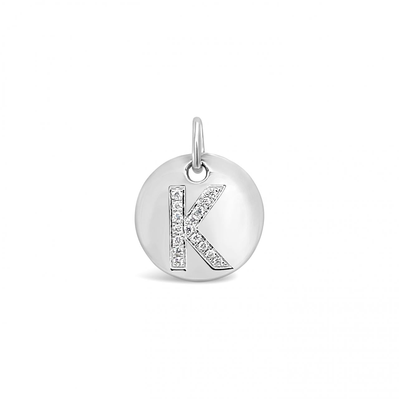 Diamond Initial White Gold Disc Charm