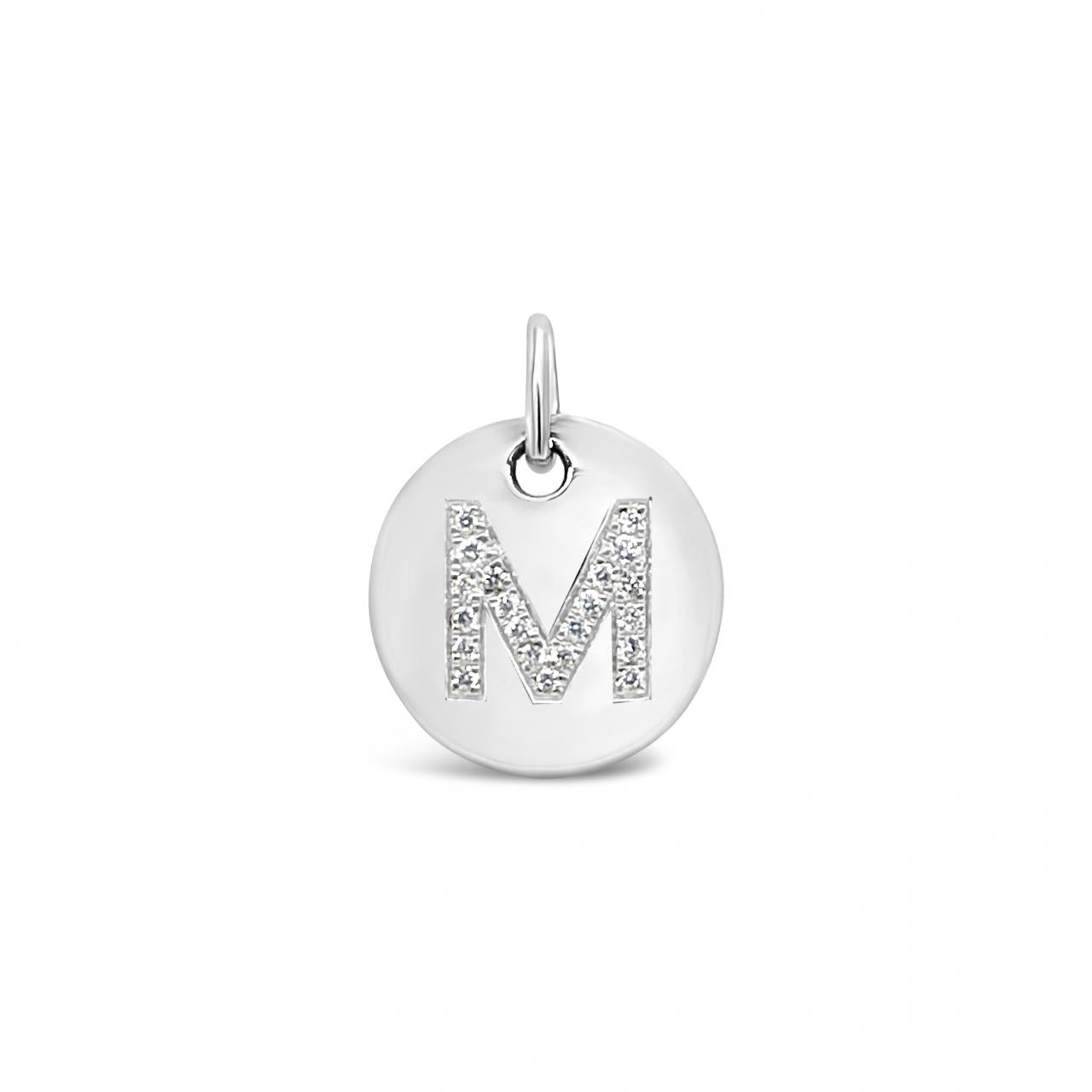 Diamond Initial White Gold Disc Charm