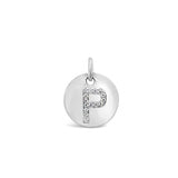 Diamond Initial White Gold Disc Charm
